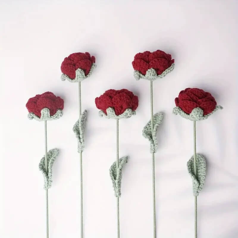 Handmade Crochet Rose – 1 Pc Soft Wool Flower by Marsa, Ideal for Gifting & Decoration