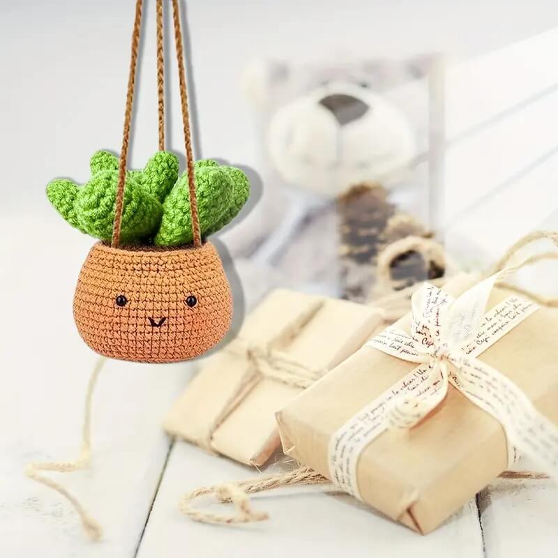 Crochet Cactus Hanging Ornament for Vehicle Interior Decor - Marsa official