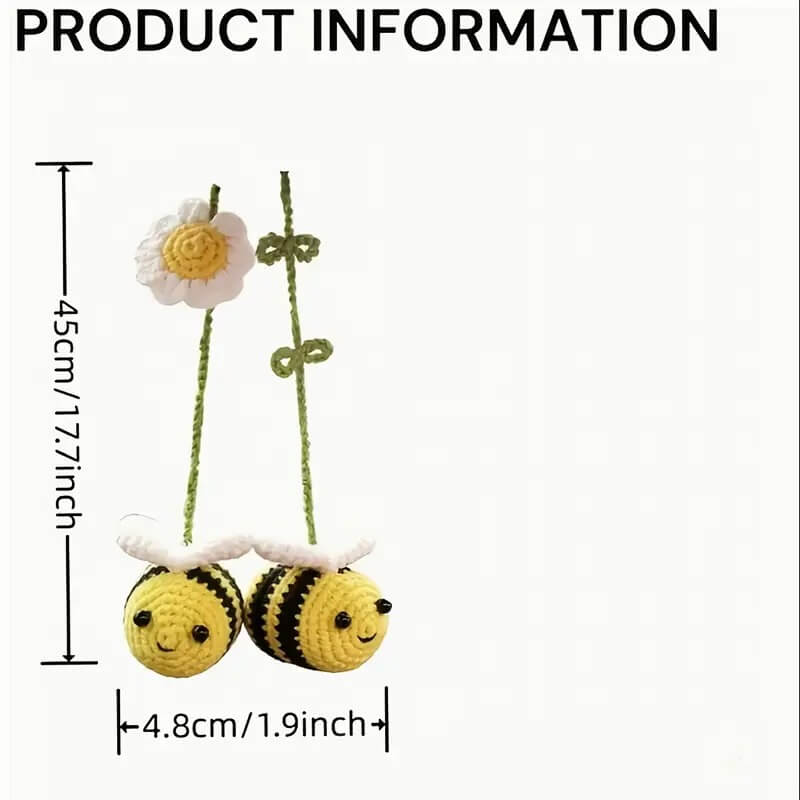 Handmade Crochet Bee Car Mirror Hanging – Cute Rearview Accessory by Marsa for Car Decor & Gifts