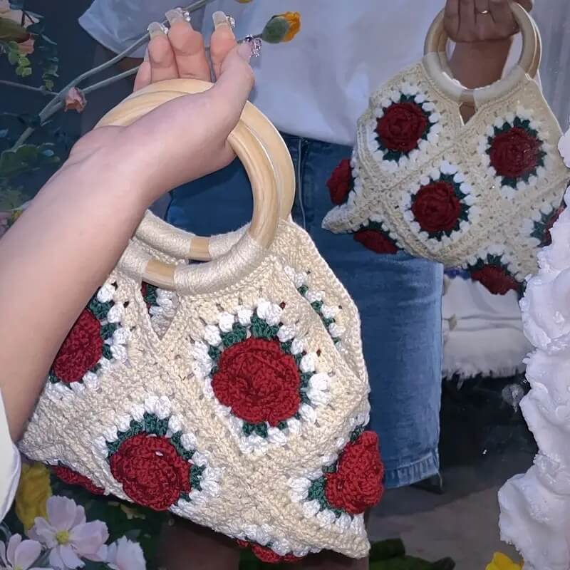 Rose Clutch Bag – Handmade Floral Evening Purse by Marsa for Girls & Women