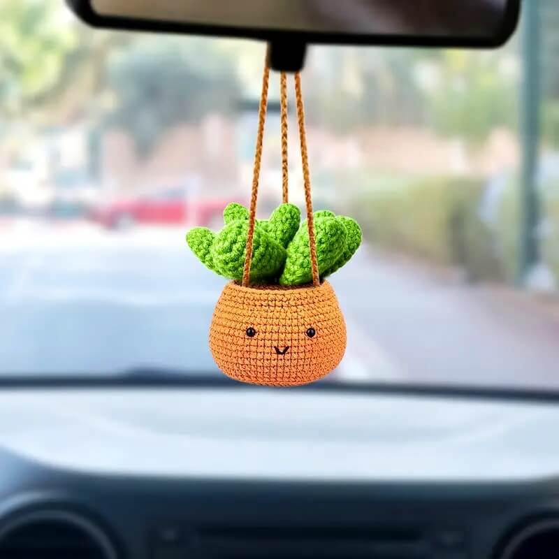 Crochet Cactus Hanging Ornament for Vehicle Interior Decor - Marsa official
