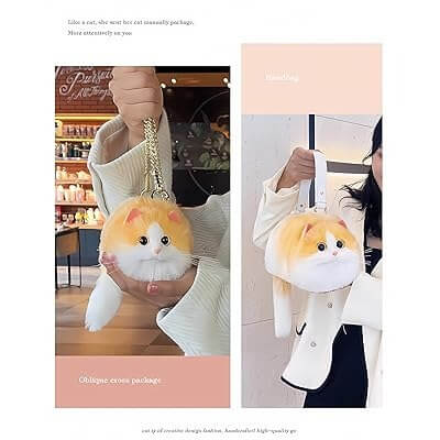 Cat Shaped Faux Fur Fluffy Handbag - Marsa official