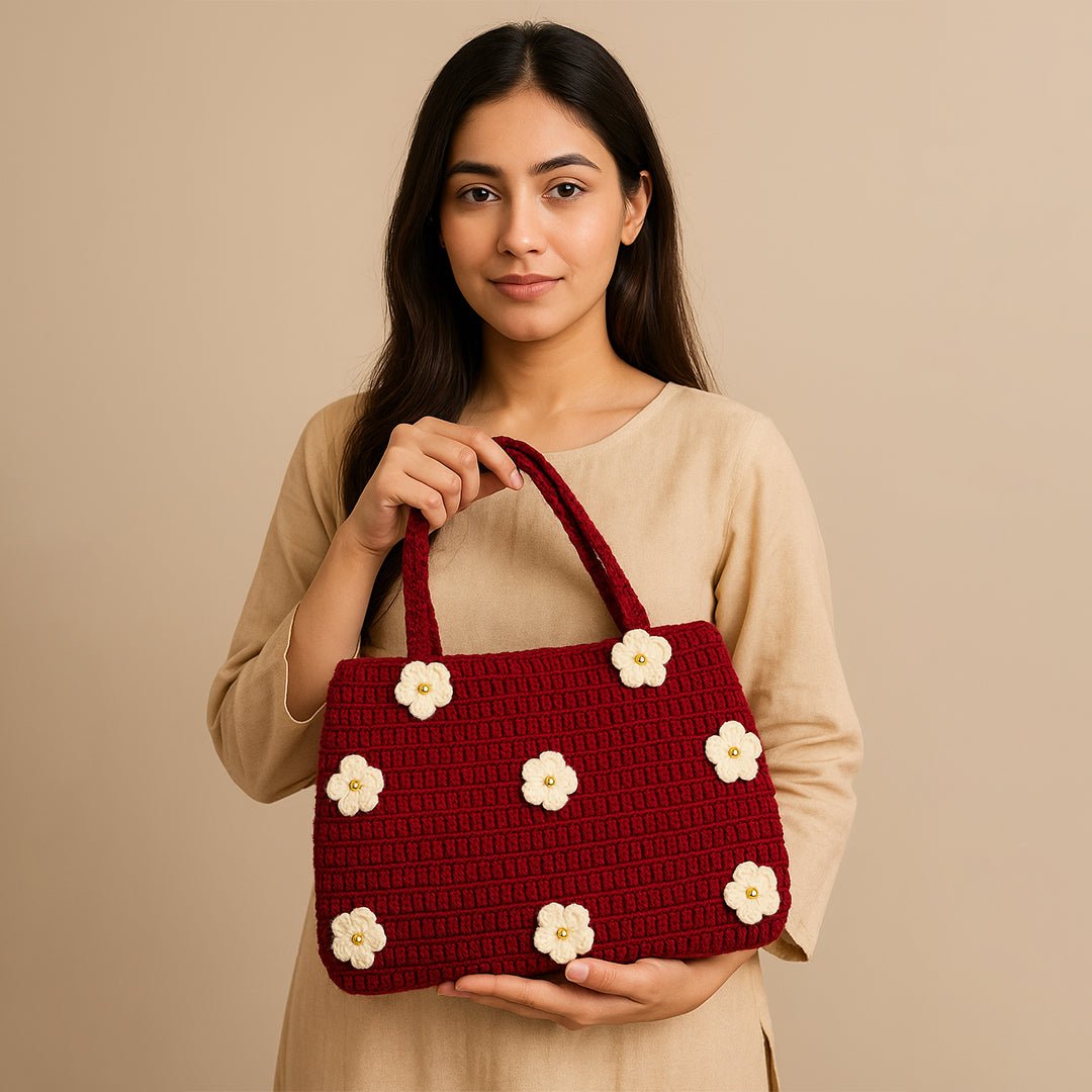 Gulab Crochet Bag – Handmade Floral Wool Bag by Marsa for Girls & Daily Use