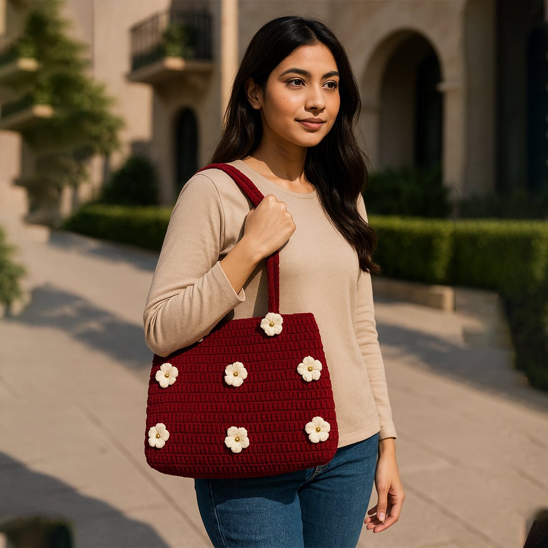 Gulab Crochet Bag – Handmade Floral Wool Bag by Marsa for Girls & Daily Use