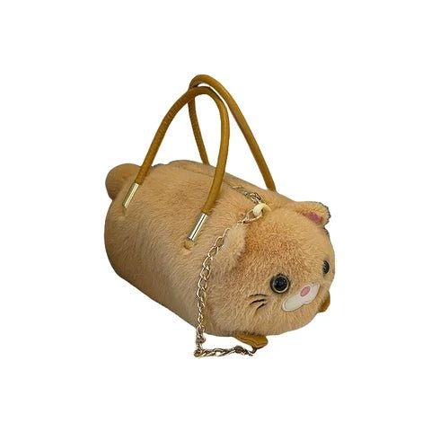 Cartoon Cat Soft Plush Handbag – Cute & Fluffy Shoulder Bag by Marsa for Girls & Kids
