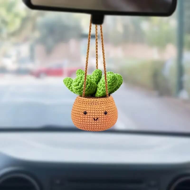 Crochet Cactus Hanging Ornament for Vehicle Interior Decor - Marsa official