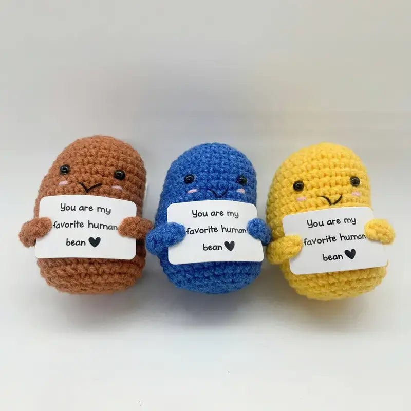 Handmade Crochet Mini Teddy Bear Plush Toy with Customized Text - Marsa official