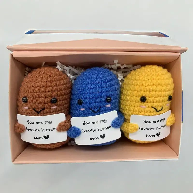 Handmade Crochet Mini Teddy Bear Plush Toy with Customized Text - Marsa official