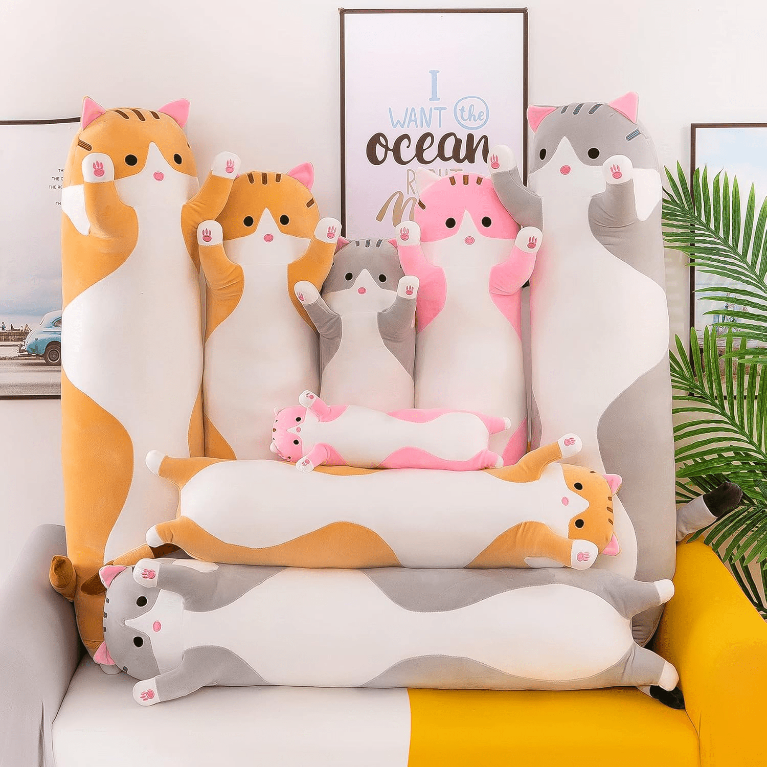 Soft Plush Cat Toy Pillow – Cuddly Stuffed Animal Cushion by Marsa for Kids & Decor