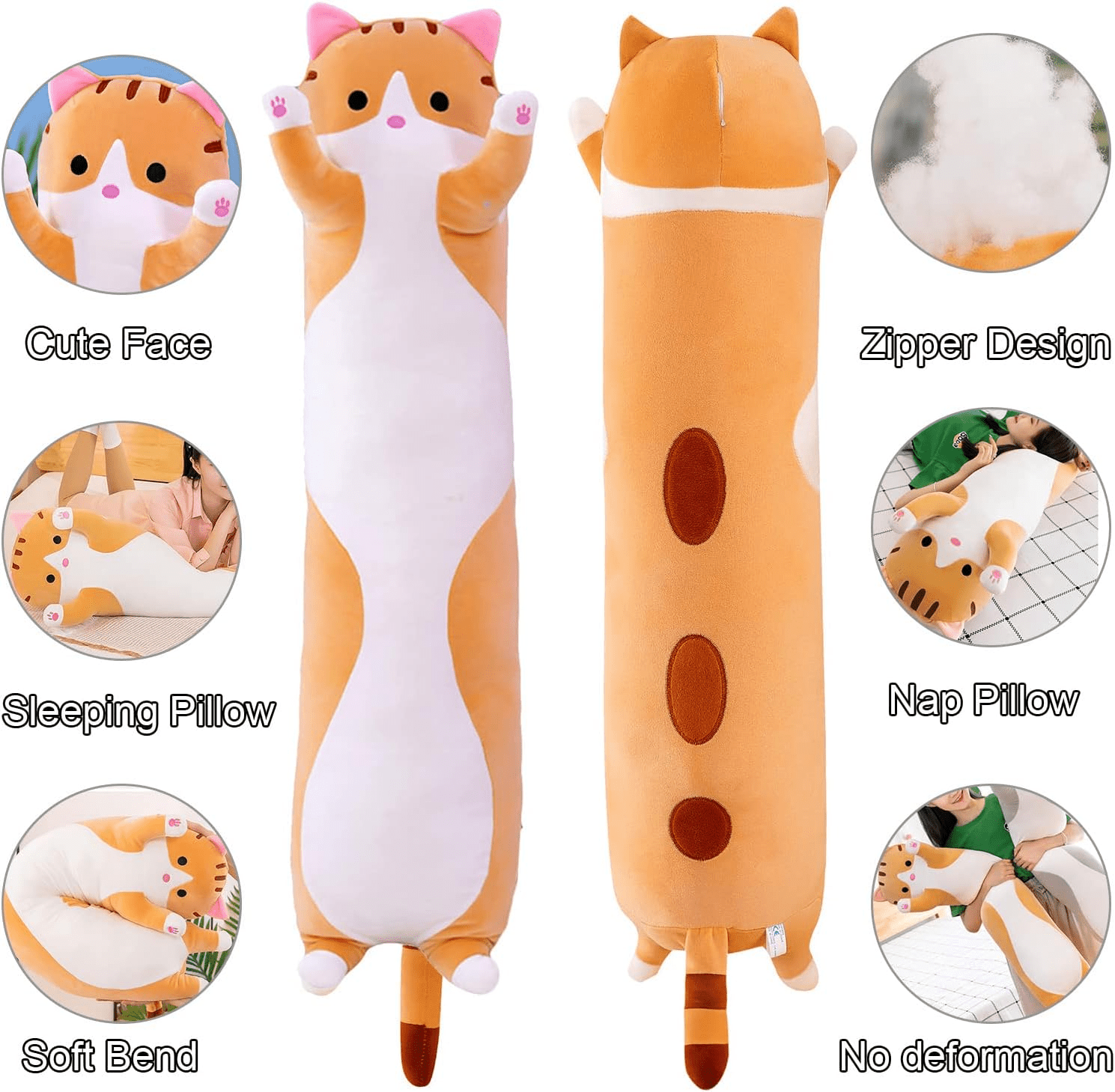 Soft Plush Cat Toy Pillow – Cuddly Stuffed Animal Cushion by Marsa for Kids & Decor