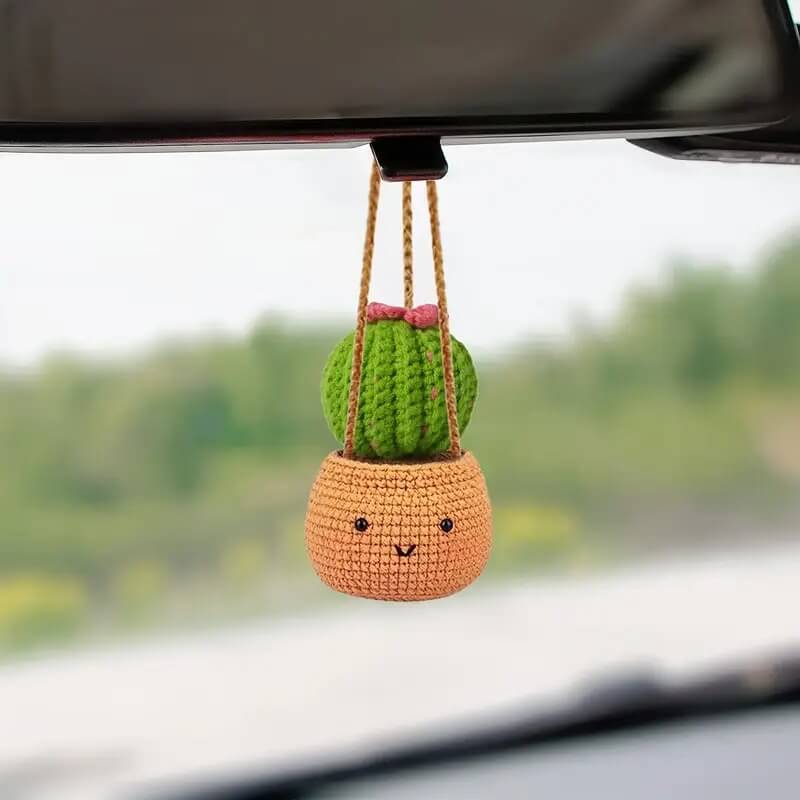 Crochet Cactus Hanging Ornament for Vehicle Interior Decor - Marsa official