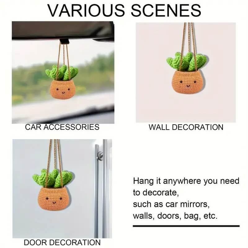 Crochet Cactus Hanging Ornament for Vehicle Interior Decor - Marsa official
